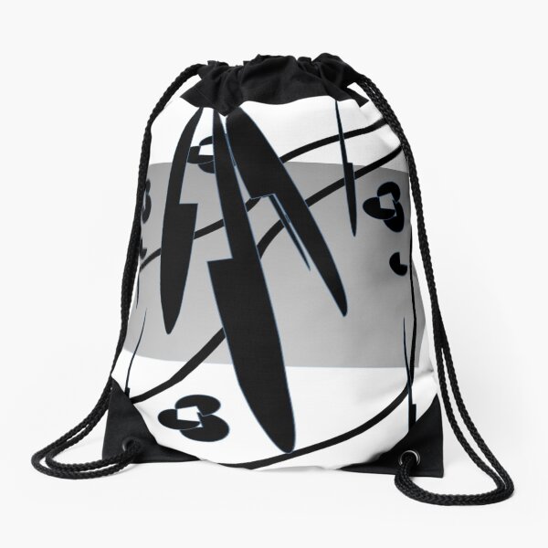 Petals and Leaves Black and White Drawstring Bag