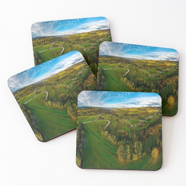 Item preview, A drone rises above a multi-colored valley in the Vosges. Panoramic view. designed and sold by Alexander Sorokopud.