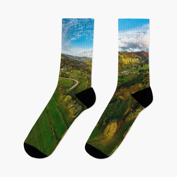 Item preview, A drone rises above a multi-colored valley in the Vosges. Panoramic view. designed and sold by Alexander Sorokopud.