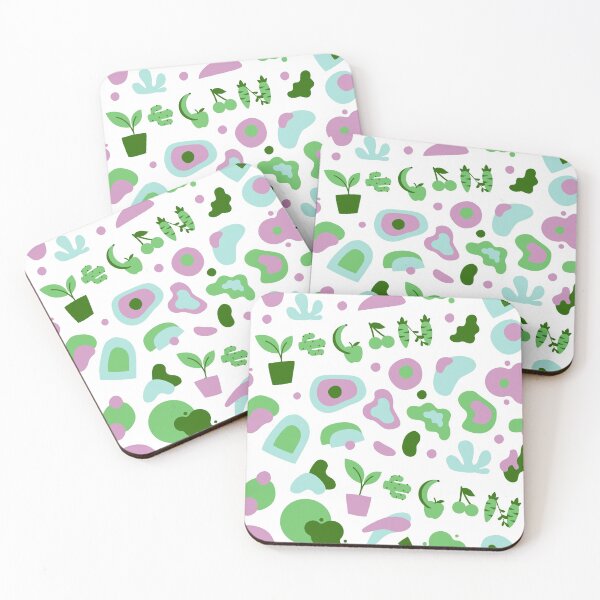 Item preview, Vegan | Cute Vegetables Fruit Plants Shapes | Green Purple Blue | Seamless Pattern  designed and sold by EarlessPierre.