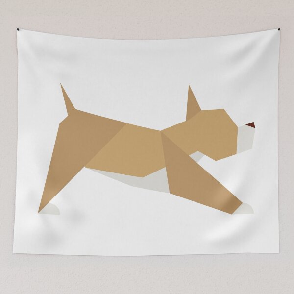 Item preview, Pet dog stretching, Illustrated in kirigami, origami, papercraft style designed and sold by chattleyworks.