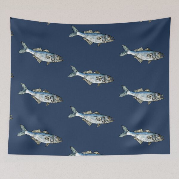 Item preview,  Snapper Bluefish Drawing - Dark Blue Sea designed and sold by Michelebuttons.