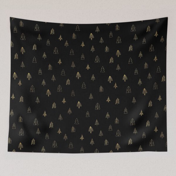 Item preview, Abstract Christmas Trees Minimal Pattern #4 - Gold on Black designed and sold by VerryBerry.