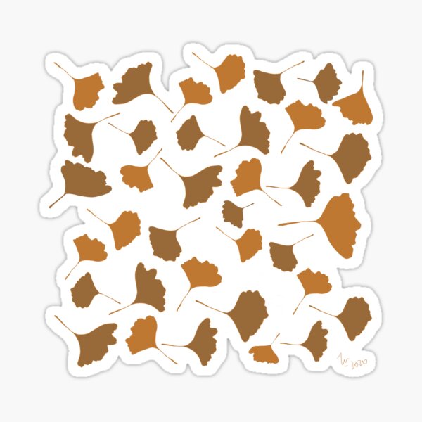 Golden ginko leaves Autumn digital illustration Sticker