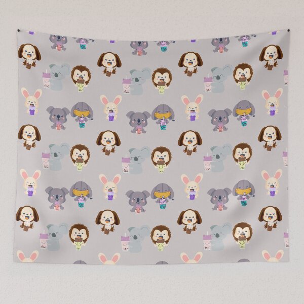Item preview, Kawaii Animal Boba Tea cute elephant rabbit koala monkey lion designed and sold by 0umStore.