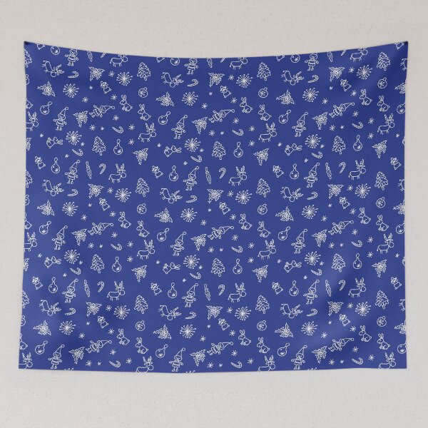 Item preview, christmas pattern on blue background, doodle designed and sold by sonaadalian.