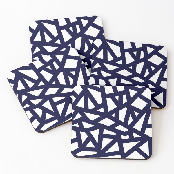 Item preview, Navy Blue Thick Mosaic Lines On White designed and sold by rewstudio.