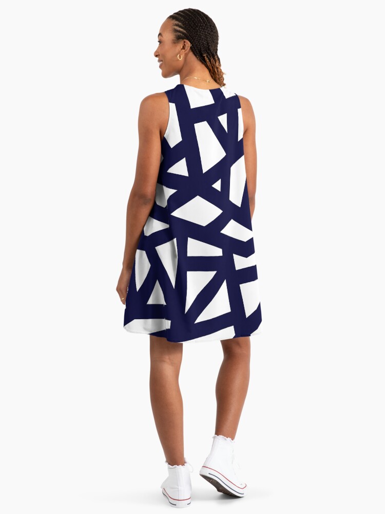 blue and white mosaic dress Coastal Blue Midi Dress in Blue Mosaic Print – Bobbies Casual Clothing main image 0