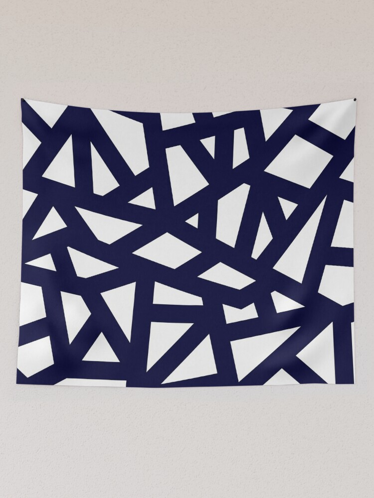 Navy Blue Thick Mosaic Lines On White