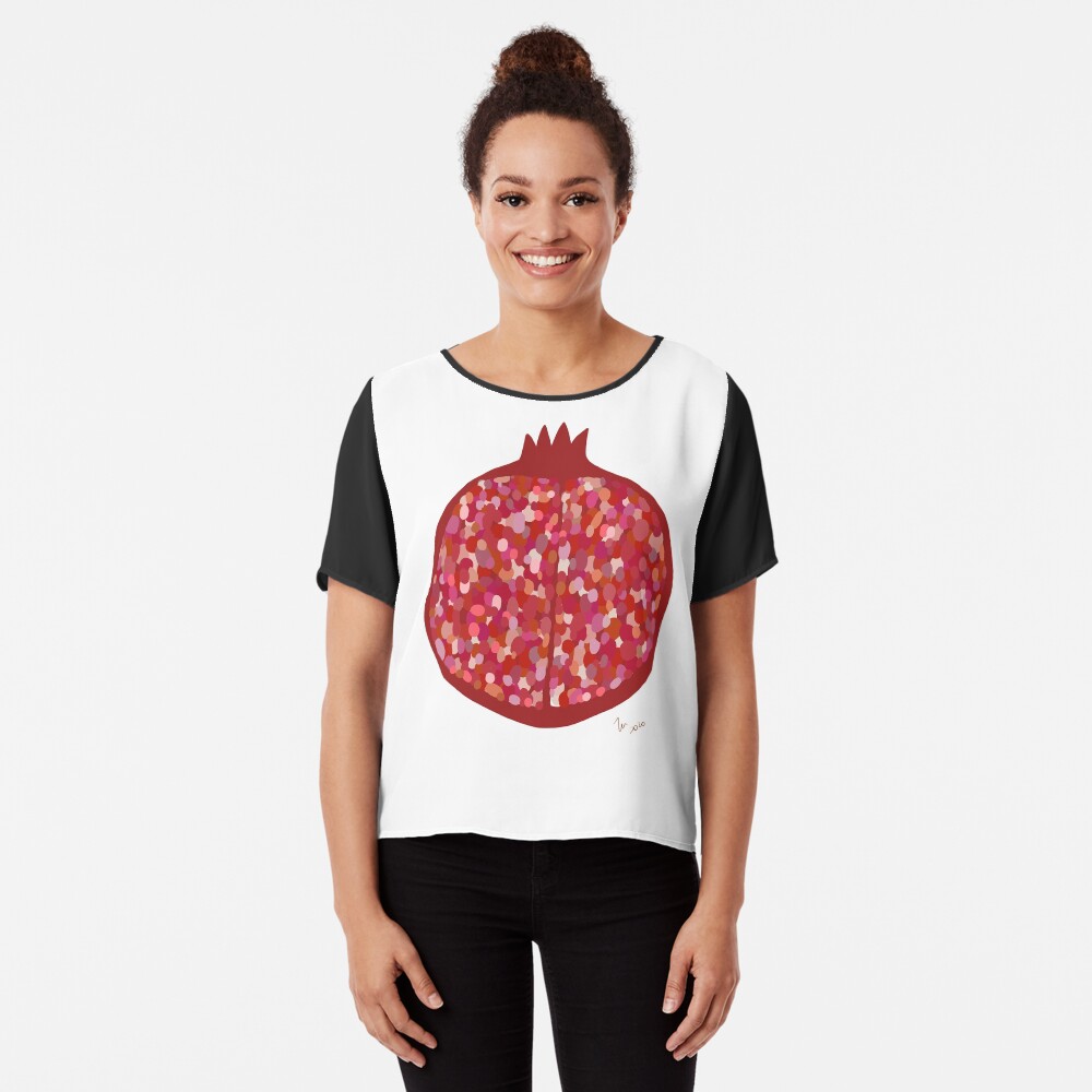 Pomegranate fruit digital art food illustration Chiffon Top