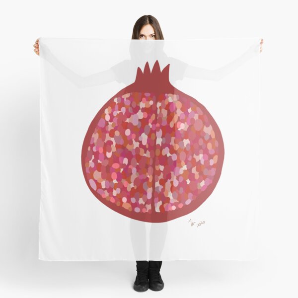 Pomegranate fruit digital art food illustration Scarf