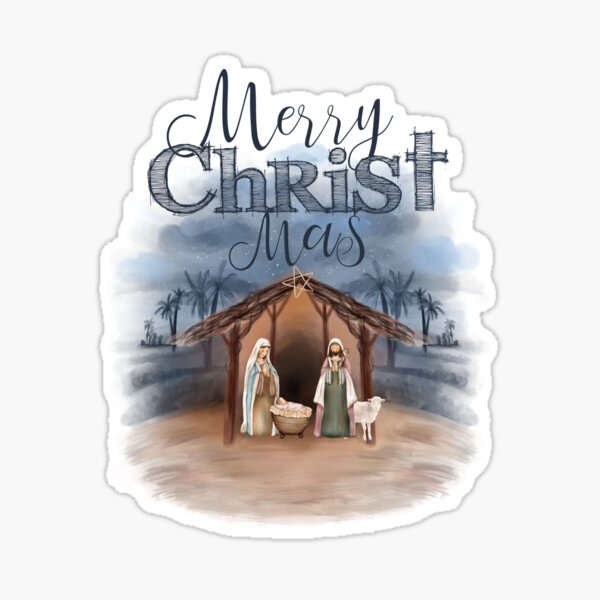 Merry Christmas Nativity Sticker