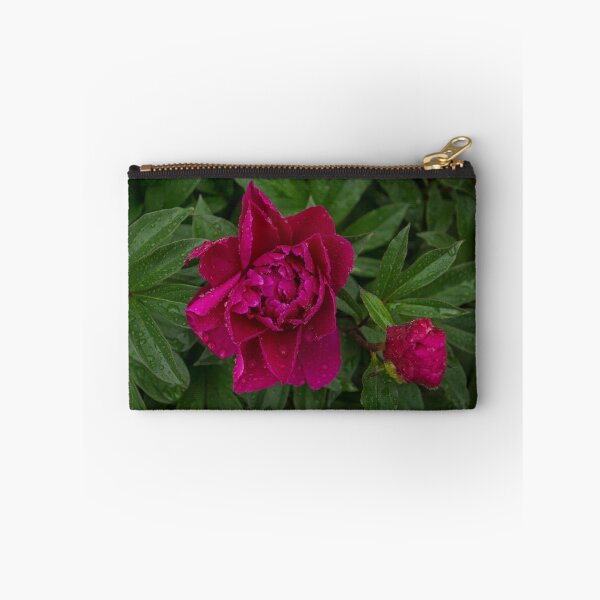 Item preview, Garnet and Emerald - Jewel Toned Raindrops on Peony Blooms designed and sold by Georgia Mizuleva.