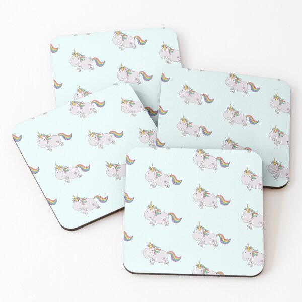 Item preview, Rainbow Unicorn - Light Turquoise Background designed and sold by LouiseFranksArt.