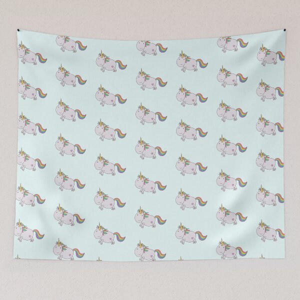 Item preview, Rainbow Unicorn - Light Turquoise Background designed and sold by LouiseFranksArt.