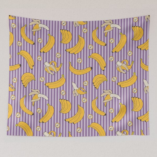 Item preview, Bananas on stripes pattern designed and sold by Wham-Bam.