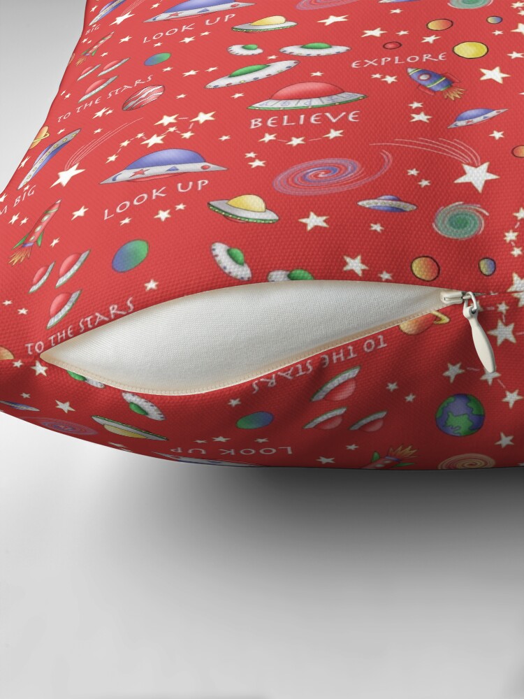 Thumbnail 2 of 4, Pillow, Red UFO Design designed and sold by MarylandMUFON.