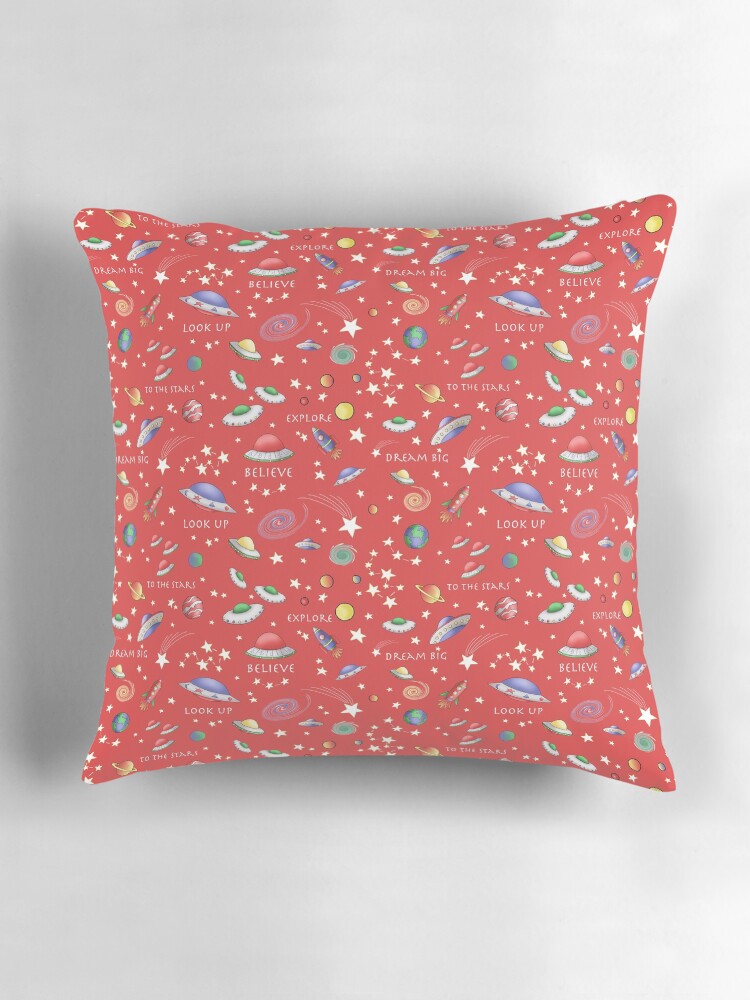 Thumbnail 3 of 4, Pillow, Red UFO Design designed and sold by MarylandMUFON.