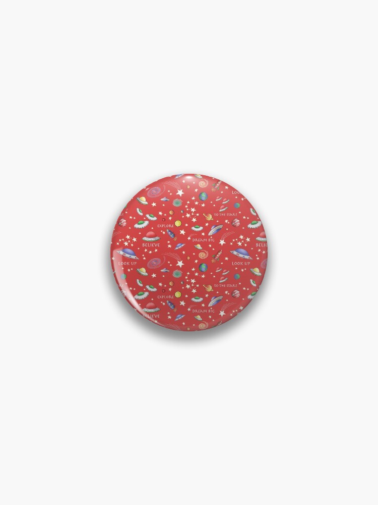 Thumbnail 1 of 3, Pin, Red UFO Design designed and sold by MarylandMUFON.