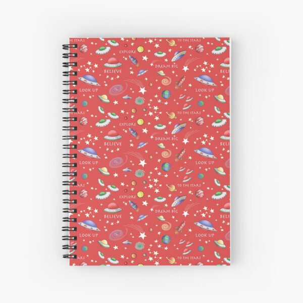 Red UFO Design Spiral Notebook
