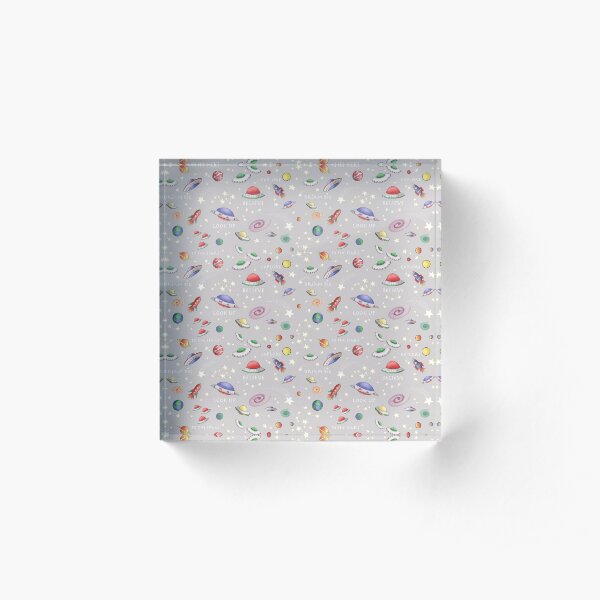 Grey UFO Design Acrylic Block