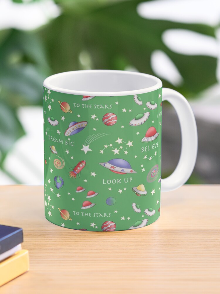 Thumbnail 1 of 6, Coffee Mug, Green UFO Design designed and sold by MarylandMUFON.