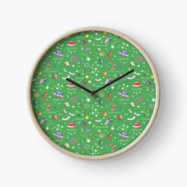 Green UFO Design Clock