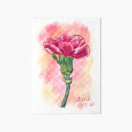 Deep Pink Flower with Thin Green Stem Art Board Print