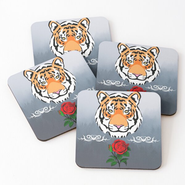Item preview, Tiger rose rainforest background design designed and sold by Cafecreative.