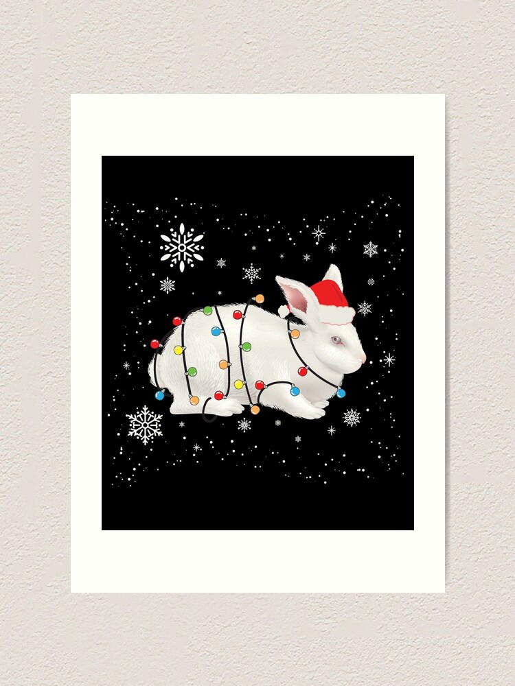 Christmas Card Printable  Cute Christmas Bunny Illustration