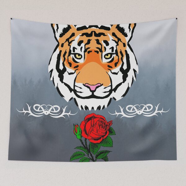 Item preview, Tiger rose rainforest background design designed and sold by Cafecreative.