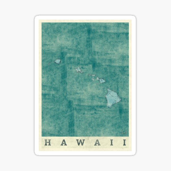 Hawaii State Map Blue Vintage Sticker