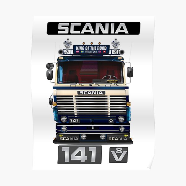 Klassische 70er 80er Scania 141 digital bis ins kleinste Detail erstellt Poster