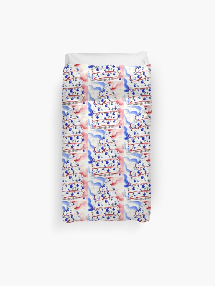 Red White And Blue Christmas Tree Duvet Cover By Yvonnecarter