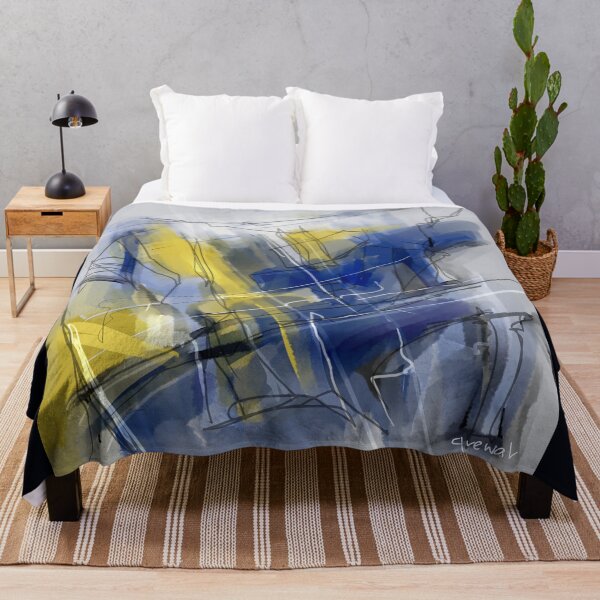 Item preview, Blue Yellow Abstract  designed and sold by Sukhpal Grewal Ethnic Art.
