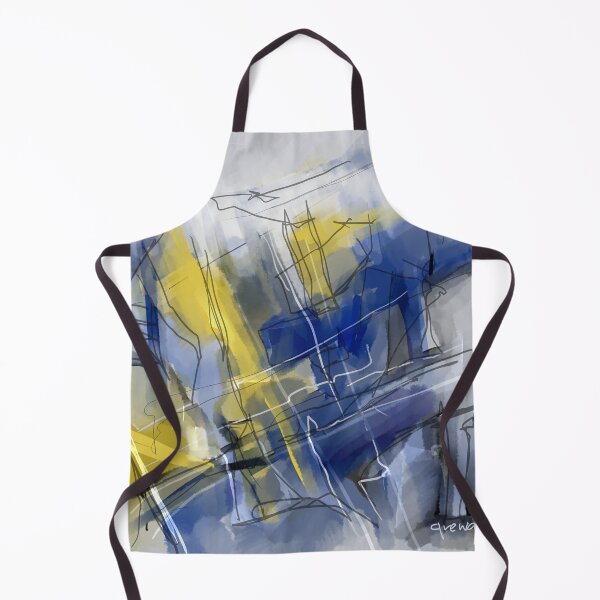 Item preview, Blue Yellow Abstract  designed and sold by Sukhpal Grewal Ethnic Art.