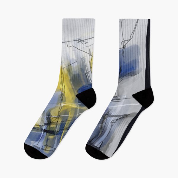 Item preview, Blue Yellow Abstract  designed and sold by Sukhpal Grewal Ethnic Art.