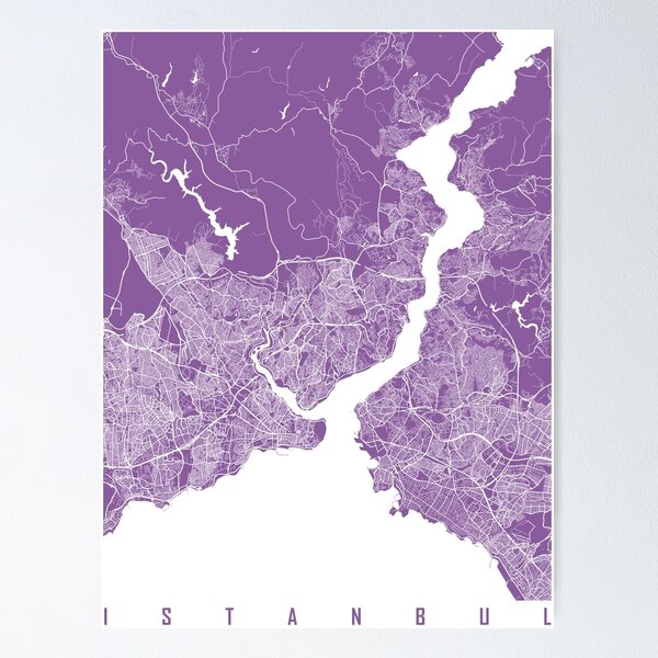 Item preview, Istanbul map lilac designed and sold by mapsart.
