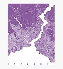 Istanbul map lilac Photographic Print