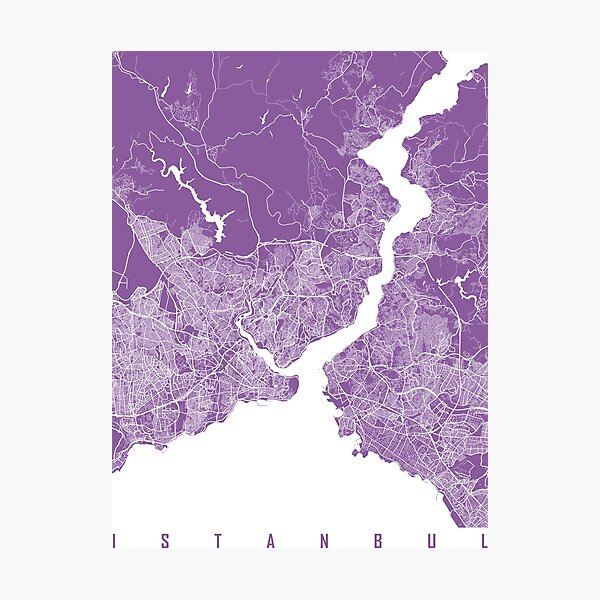 Item preview, Istanbul map lilac designed and sold by mapsart.