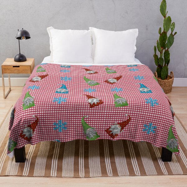 Item preview, Gnomes on red check Christmas pattern designed and sold by oxoxoxo.