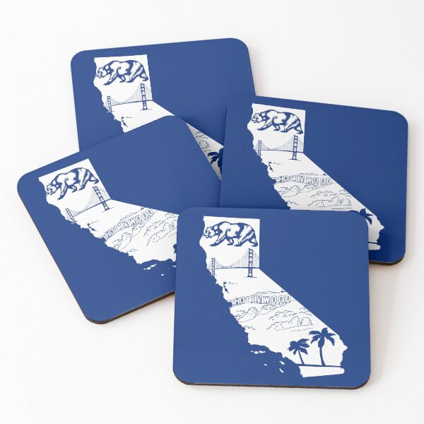 Item preview, Map of California with golden gate bridge, bear and Hollywood sign designed and sold by mashmosh.