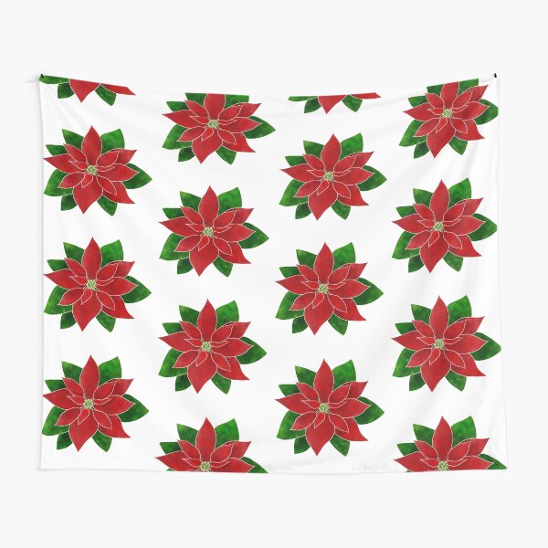 Winter Poinsettia on White Tapestry