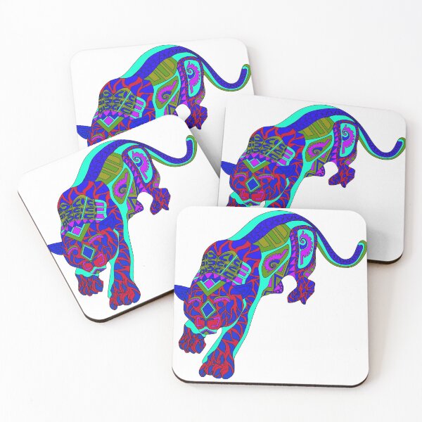 Item preview, leopard cat in mayan bright pattern ecopop mandala designed and sold by jorgelebeau.