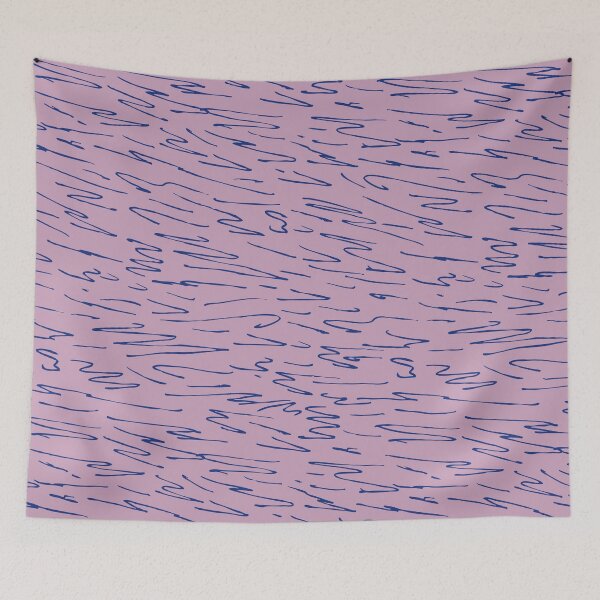 Item preview, Ink-drawn winding lines - blue on lilac designed and sold by Leonard-Solton.