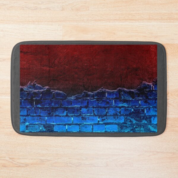Item preview, Red blue lit brick wall designed and sold by theinkypensieve.