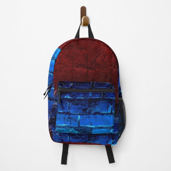Item preview, Red blue lit brick wall designed and sold by theinkypensieve.