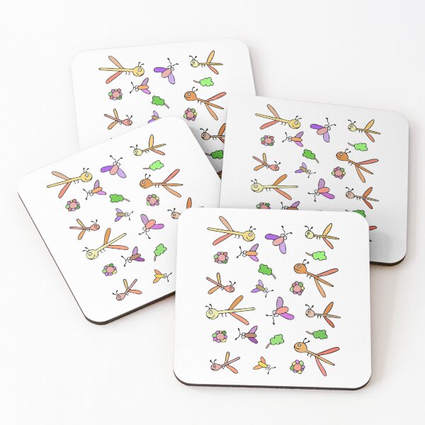 Item preview, Cute and Colorful Dragonfly and Bug Pattern (white) designed and sold by Davey's Designs.