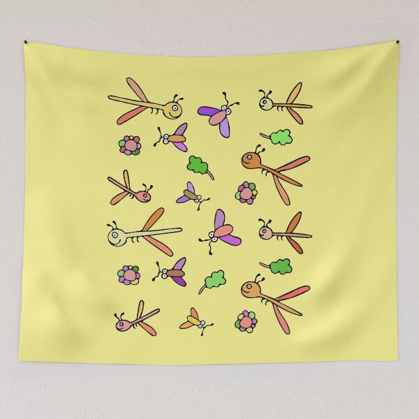 Item preview, Cute and Colorful Dragonfly and Bug Pattern (yellow) designed and sold by Davey's Designs.