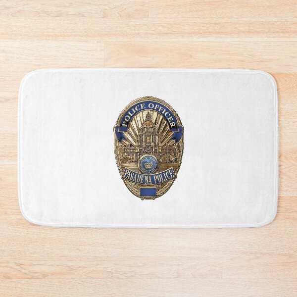 Item preview, Pasadena Police Department - PPD Officer Badge over White Leather designed and sold by Serge Averbukh Art Studio.